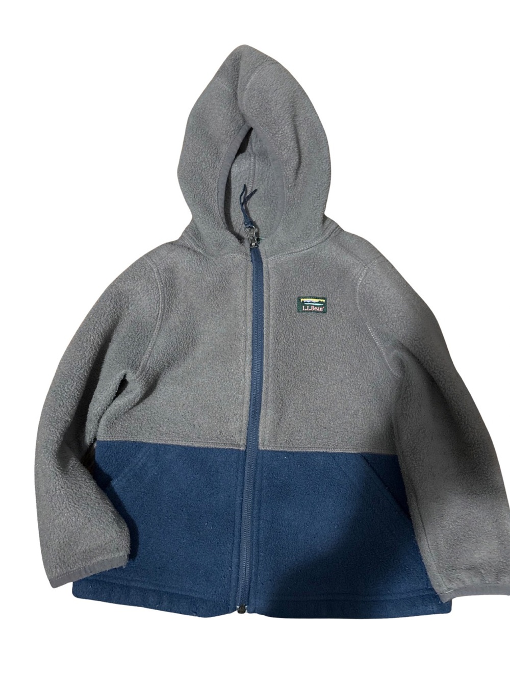 L.L. Bean Kids' Gray and Navy Colorblock Fleece Zip Hoodie
